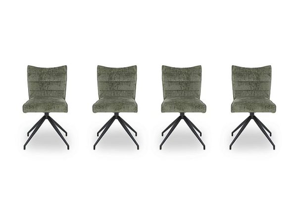 Saturn Set of 4 Swivel Dining Chairs  Green | Bed Sava