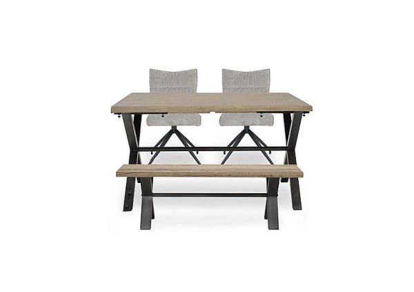 Saturn Small Straight Edge Dining Table with Bench and 2 Swivel Chairs | Bed Sava