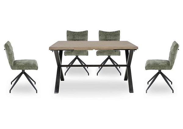 Saturn Small Straight Edge Dining Table and 4 Swivel Chairs  Green | Bed Sava