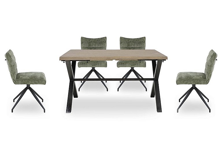Saturn Small Straight Edge Dining Table and 4 Swivel Chairs - Green