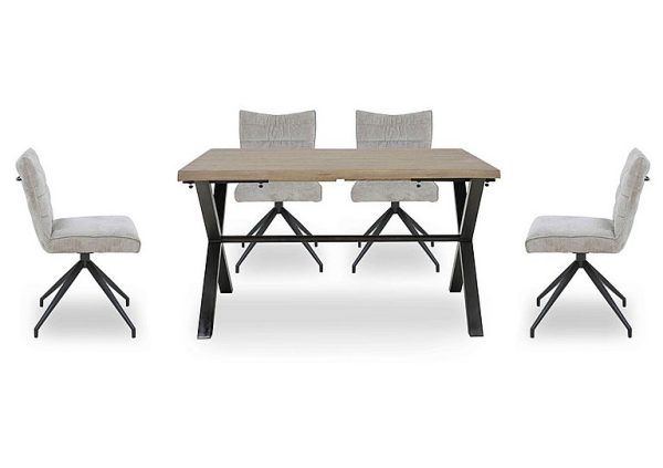 Saturn Small Straight Edge Dining Table and 4 Swivel Chairs | Bed Sava