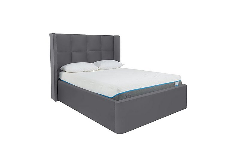 Shiva Ottoman Bed Frame - Double - Velvet Steel