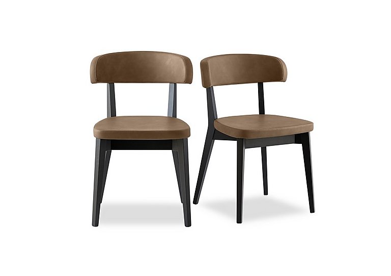 Connubia  Siren Pair of Graphite Wooden Leg Dining Chairs  Tobacco | Bed Sava