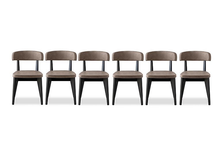 Connubia  Siren Set of 6 Graphite Wooden Leg Dining Chairs  Desert | Bed Sava