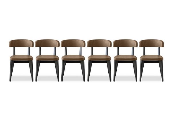 Connubia  Siren Set of 6 Graphite Wooden Leg Dining Chairs  Tobacco | Bed Sava