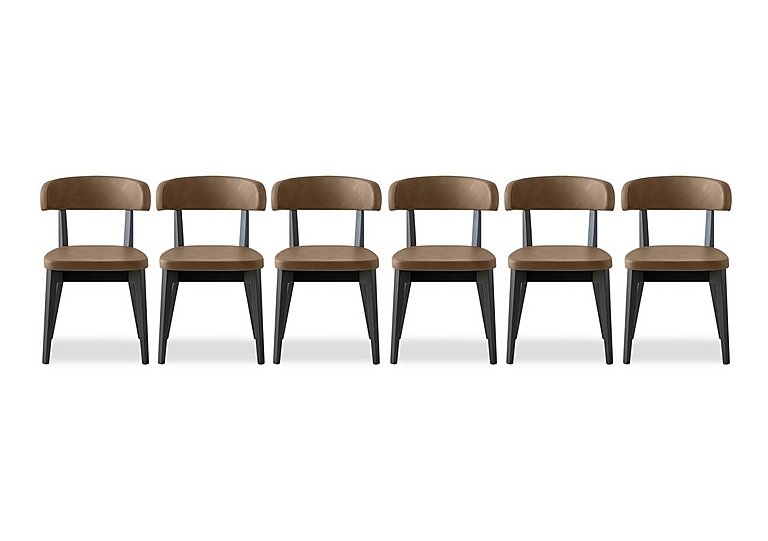 Connubia  Siren Set of 6 Graphite Wooden Leg Dining Chairs  Tobacco | Bed Sava