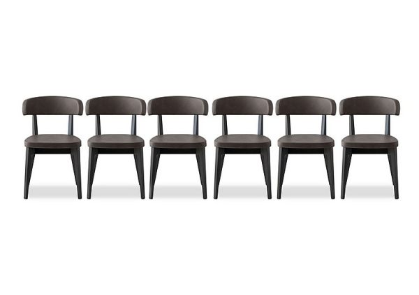 Connubia  Siren Set of 6 Graphite Wooden Leg Dining Chairs | Bed Sava