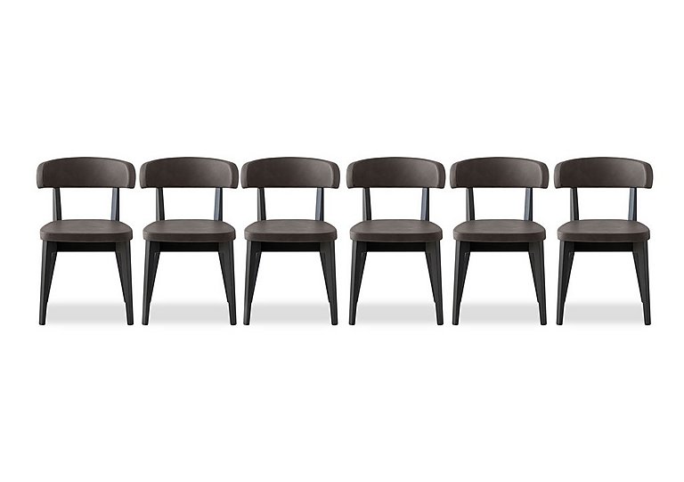 Connubia  Siren Set of 6 Graphite Wooden Leg Dining Chairs | Bed Sava