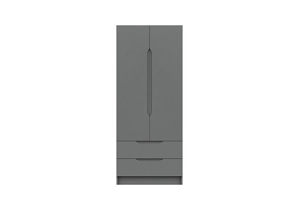 London Bedrooms  St Pancras 2 Door 2 Drawer Wardrobe  Dust Grey Gloss | Bed Sava