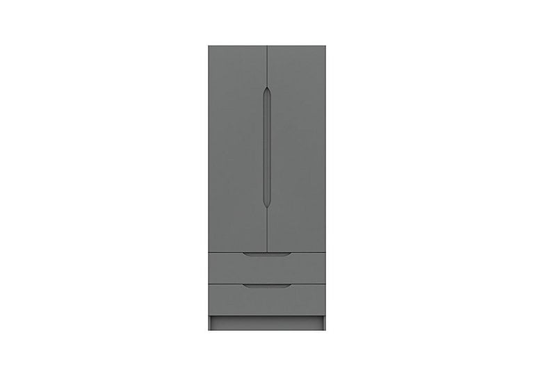 London Bedrooms  St Pancras 2 Door 2 Drawer Wardrobe  Dust Grey Gloss | Bed Sava