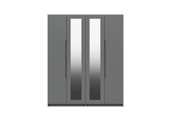 London Bedrooms  St Pancras 4 Door Wardrobe with 2 Mirrors  Dust Grey Gloss | Bed Sava