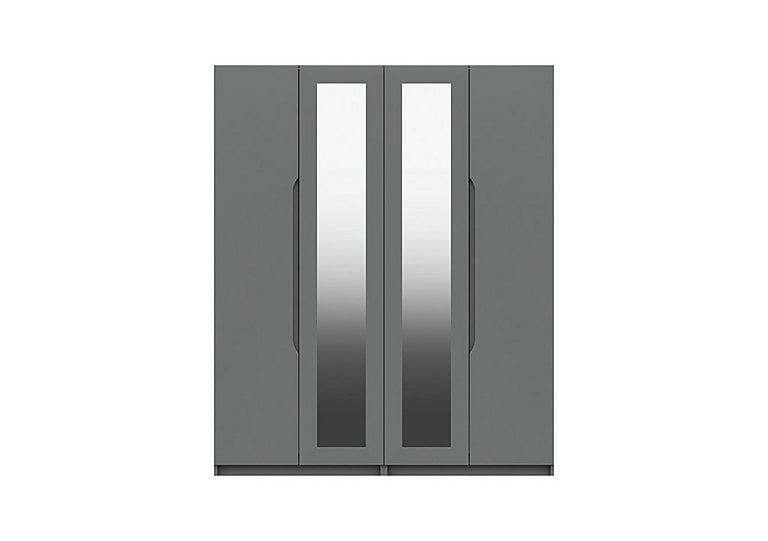 London Bedrooms  St Pancras 4 Door Wardrobe with 2 Mirrors  Dust Grey Gloss | Bed Sava