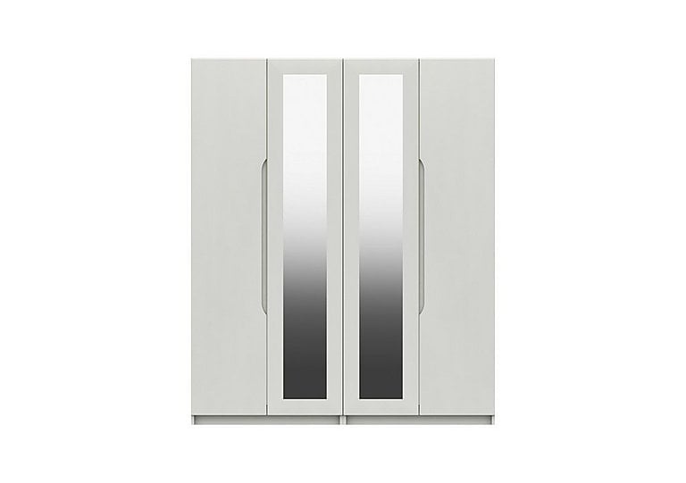 London Bedrooms  St Pancras 4 Door Wardrobe with 2 Mirrors  White | Bed Sava