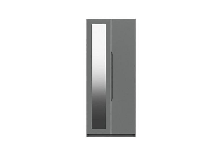 London Bedrooms  St Pancras 2 Door Wardrobe with Mirror  Dust Grey Gloss | Bed Sava