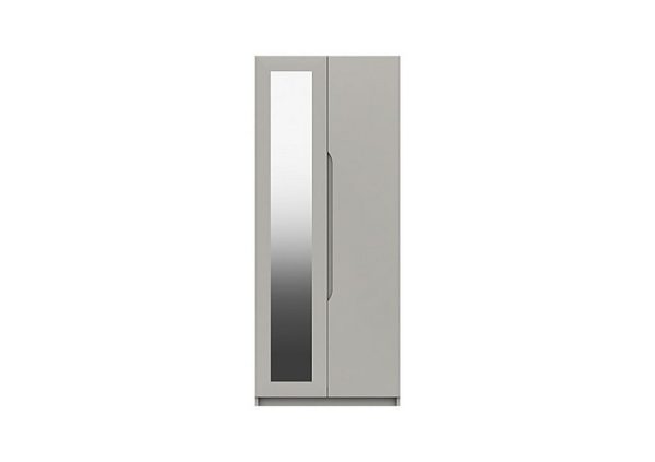 London Bedrooms  St Pancras 2 Door Wardrobe with Mirror  Light Grey | Bed Sava