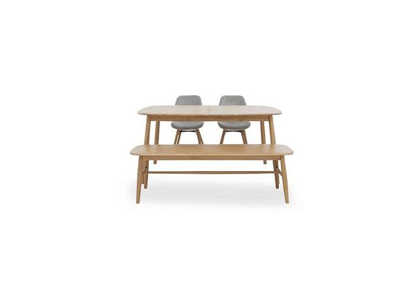 Stockholm Extending Dining Table with 2 Upholstered Chairs and a Bench  Light Oak | Bed Sava