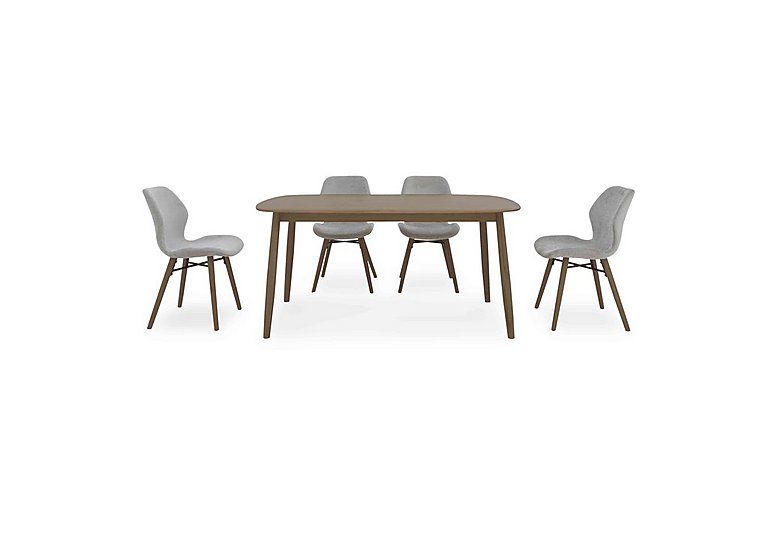 Stockholm Fixed Dining Table with 4 Upholstered Chairs - Dark Oak