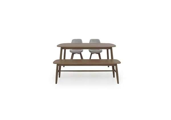 Stockholm Fixed Dining Table with 2 Upholstered Chairs and a Bench  Dark Oak | Bed Sava