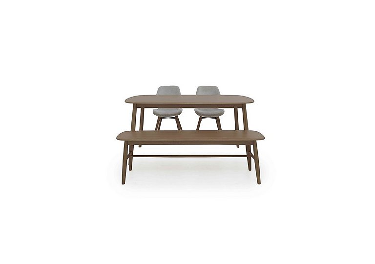 Stockholm Fixed Dining Table with 2 Upholstered Chairs and a Bench - Dark Oak