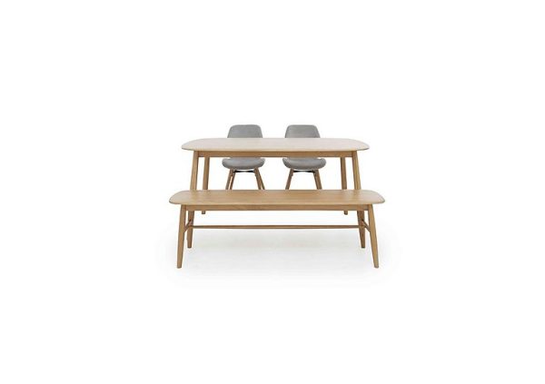 Stockholm Fixed Dining Table with 2 Upholstered Chairs and a Bench  Light Oak | Bed Sava