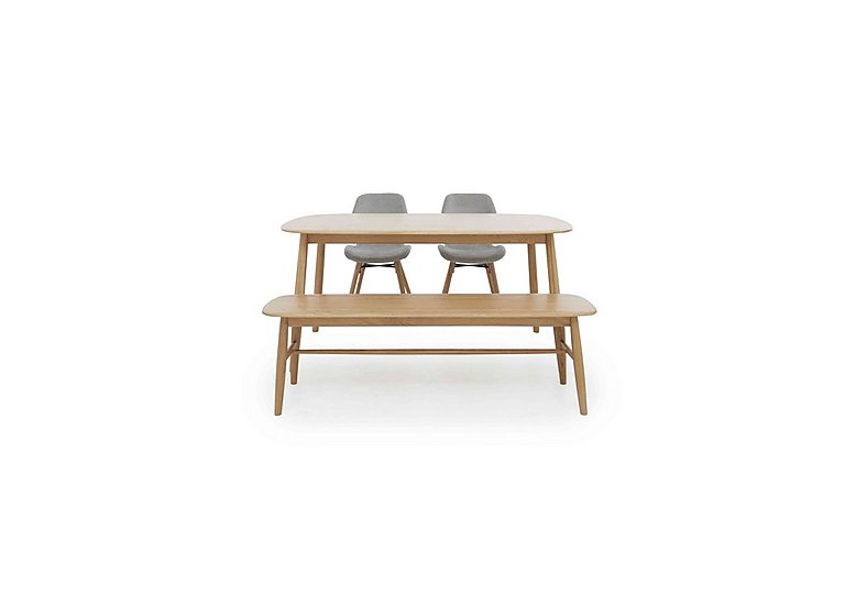 Stockholm Fixed Dining Table with 2 Upholstered Chairs and a Bench - Light Oak
