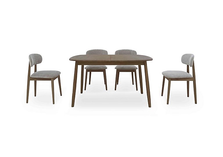 Stockholm Small Extending Dining Table and 4 Wooden Chairs - Dark Oak