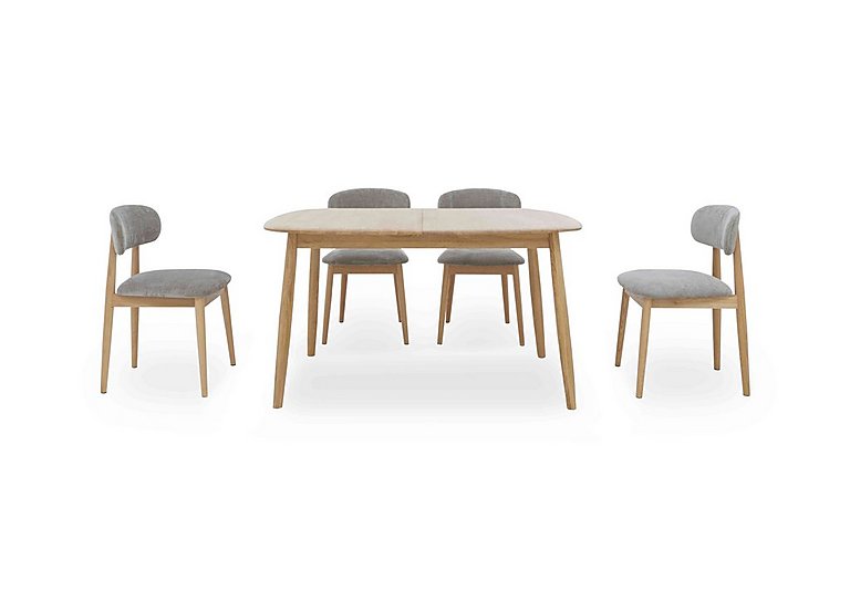 Stockholm Small Extending Dining Table and 4 Wooden Chairs - Light Oak