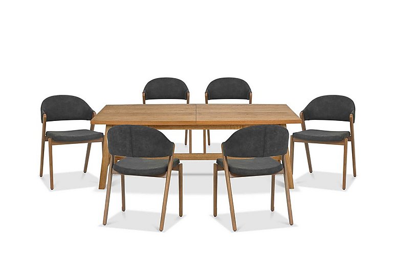 Stratford Large Extending Dining Table with 6 Fabric Chairs - Dark Grey