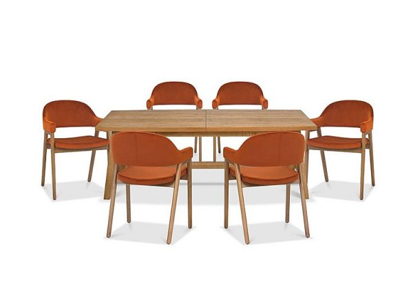 Stratford Large Extending Dining Table with 6 Fabric Dining Arm Chairs | Bed Sava