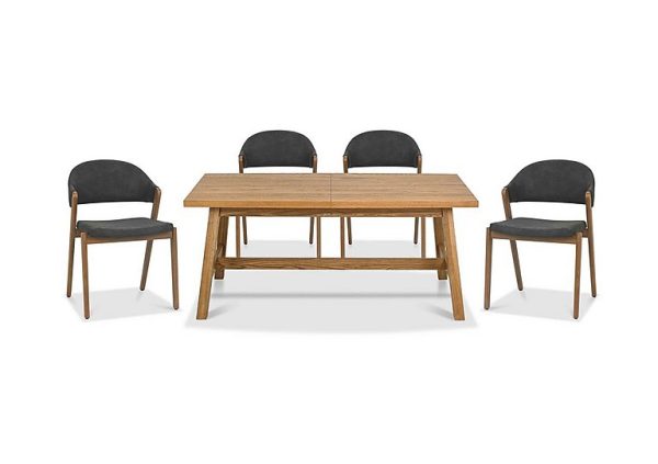 Stratford Small Extending Dining Table with 4 Fabric Chairs  Dark Grey | Bed Sava