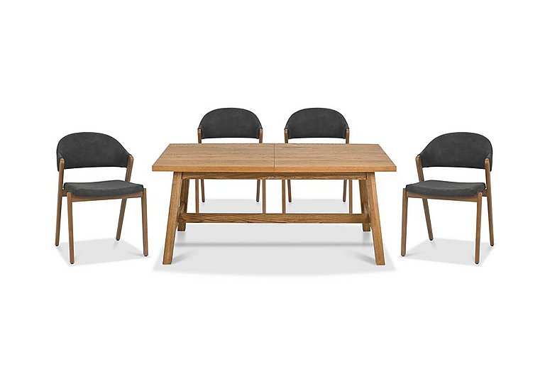 Stratford Small Extending Dining Table with 4 Fabric Chairs - Dark Grey