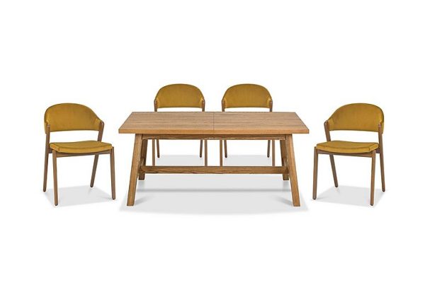 Stratford Small Extending Dining Table with 4 Fabric Chairs  Mustard Velvet | Bed Sava