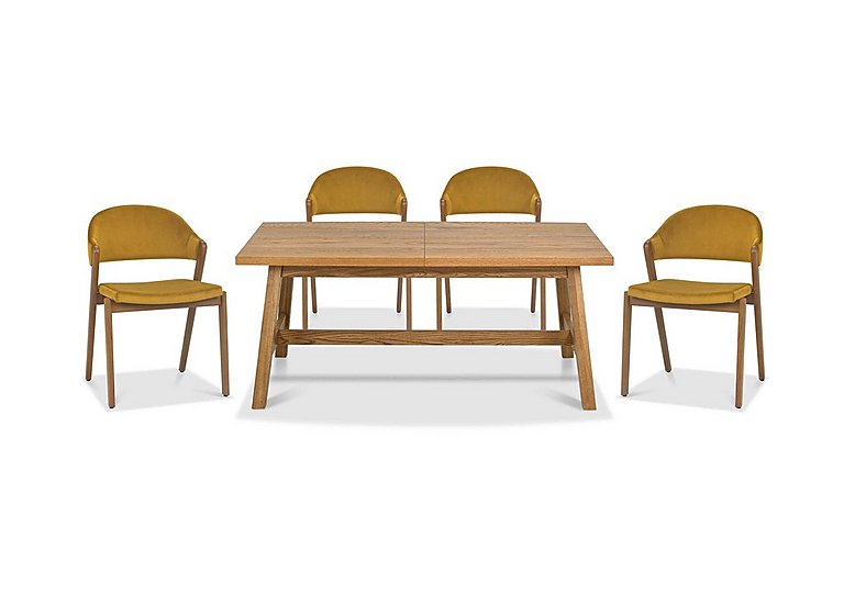 Stratford Small Extending Dining Table with 4 Fabric Chairs - Mustard Velvet