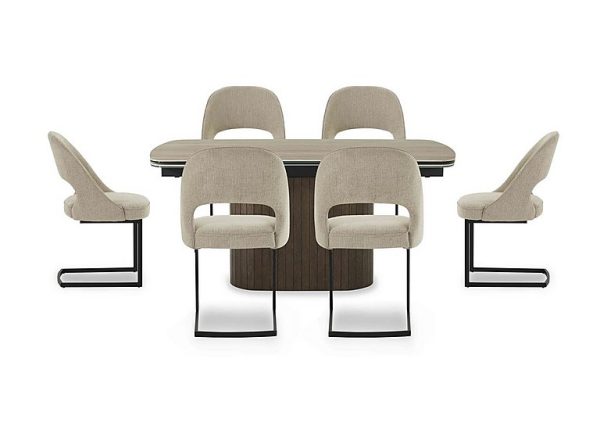 Tiber Draw Leaf Extending Dining Table with 6 Cantilever Chairs  160 cm | Bed Sava