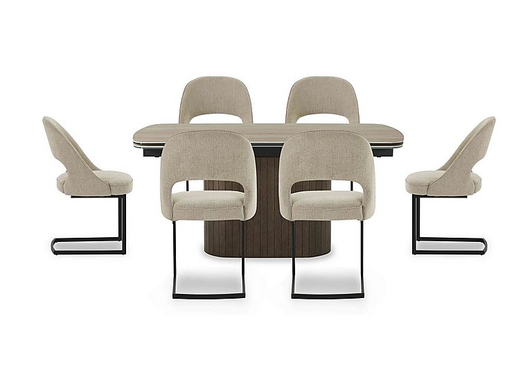 Tiber Draw Leaf Extending Dining Table with 6 Cantilever Chairs - 160-cm