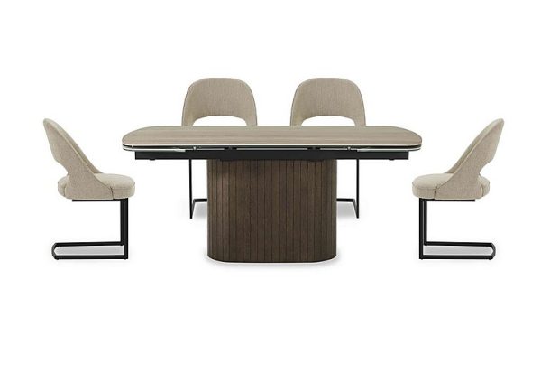 Tiber Draw Leaf Extending Dining Table with 4 Cantilever Chairs  180 cm | Bed Sava