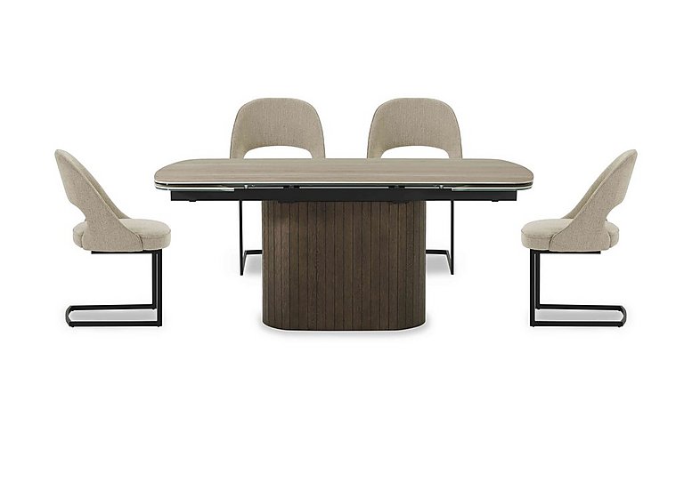 Tiber Draw Leaf Extending Dining Table with 4 Cantilever Chairs - 180-cm