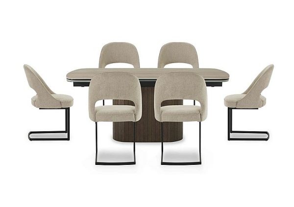 Tiber Draw Leaf Extending Dining Table with 6 Cantilever Chairs  180 cm | Bed Sava