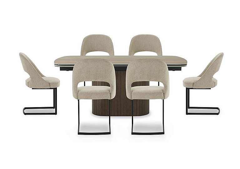 Tiber Draw Leaf Extending Dining Table with 6 Cantilever Chairs - 180-cm