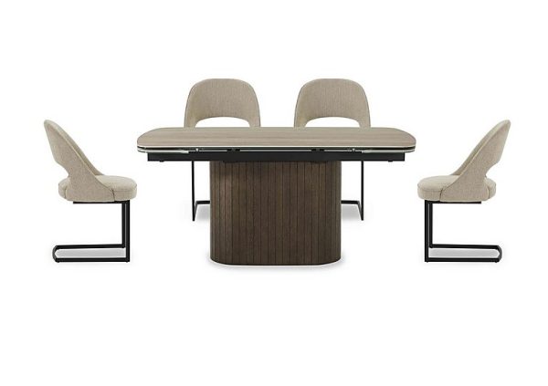 Tiber Draw Leaf Extending Dining Table with 4 Cantilever Chairs  160 cm | Bed Sava