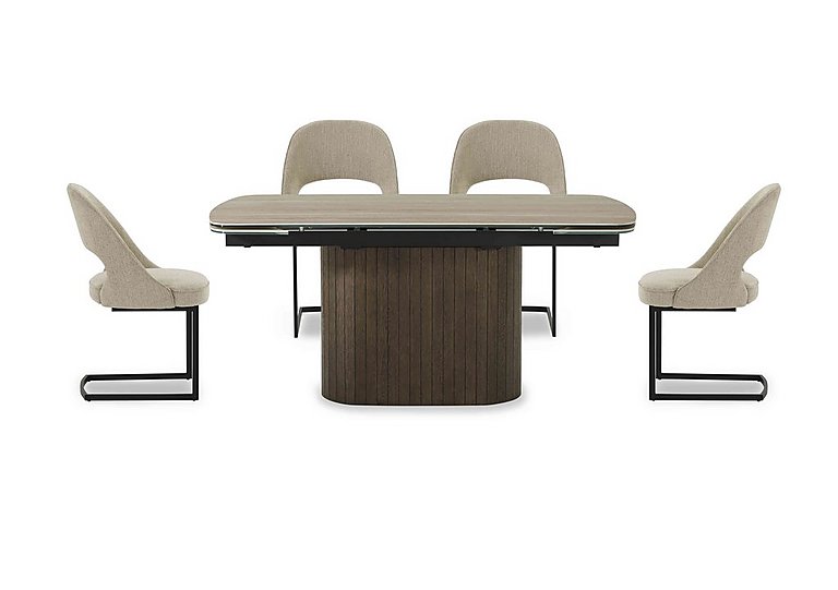 Tiber Draw Leaf Extending Dining Table with 4 Cantilever Chairs - 160-cm