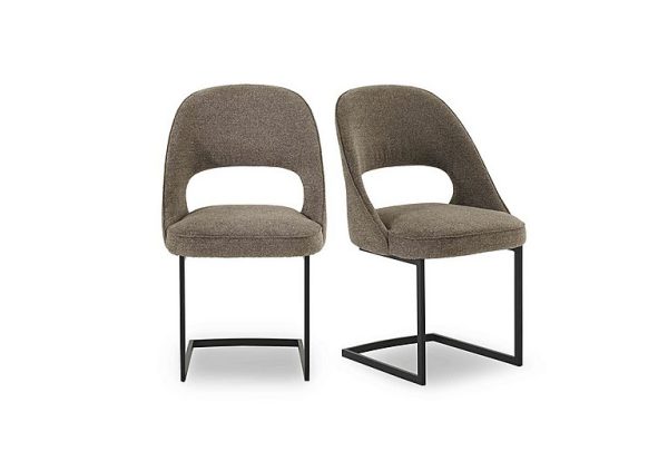 Tiber Pair of Cantilever Dining Chairs  Truffle | Bed Sava