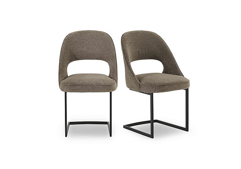 Tiber Pair of Cantilever Dining Chairs - Truffle