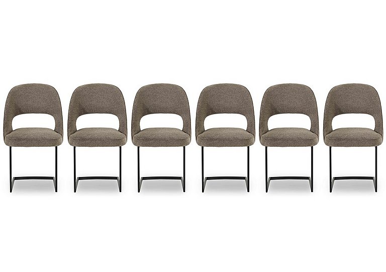Tiber Set of 6 Cantilever Dining Chairs - Truffle