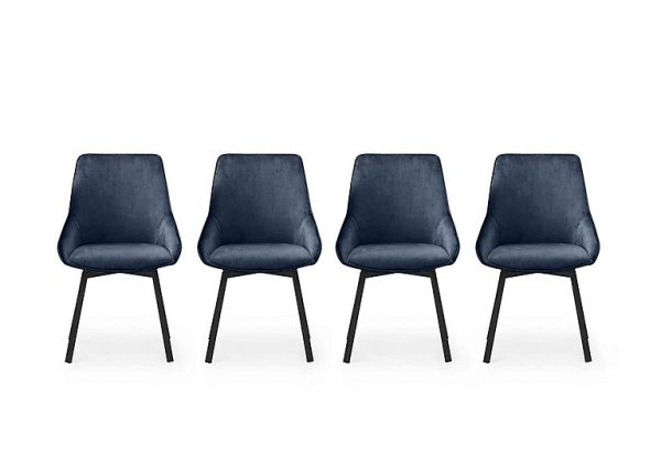 Veja Set of 4 Swivel Dining Chairs  Blue | Bed Sava