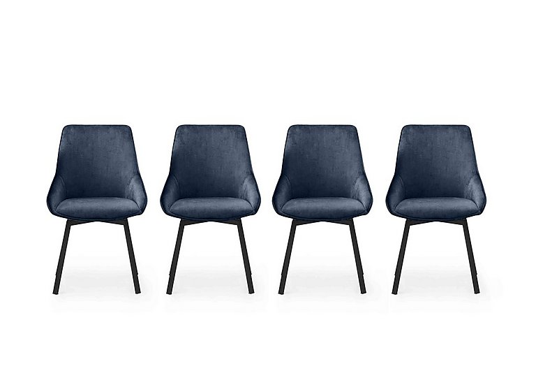Veja Set of 4 Swivel Dining Chairs - Blue
