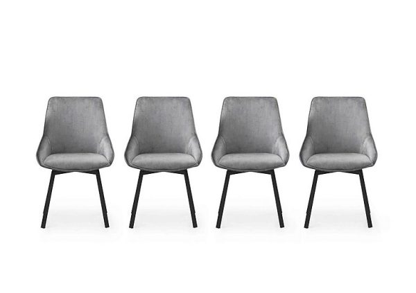 Veja Set of 4 Swivel Dining Chairs  Grey | Bed Sava