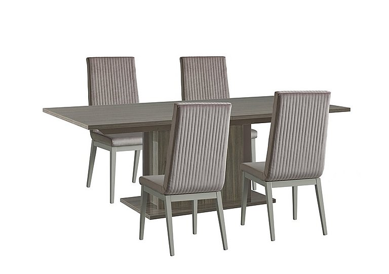 Venezia 160 cm Extending Dining Table and 4 Fluted Fabric Chairs Set - Grey