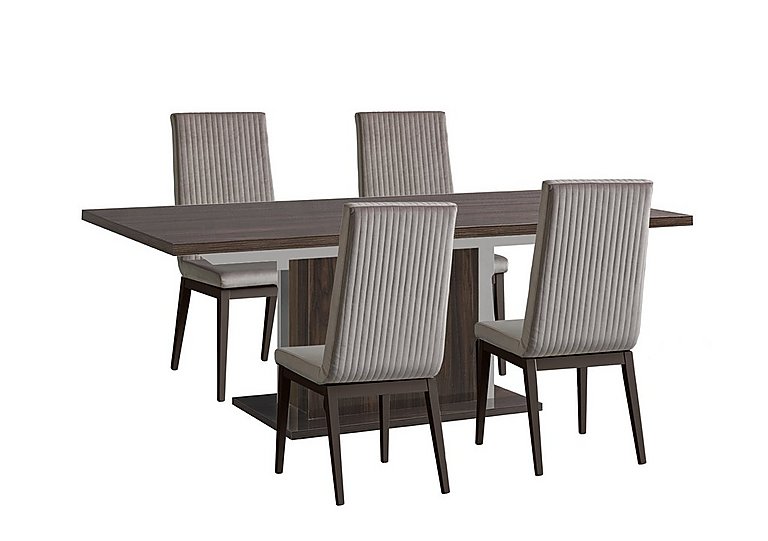 Venezia 160 cm Extending Dining Table and 4 Fluted Fabric Chairs Set - Walnut
