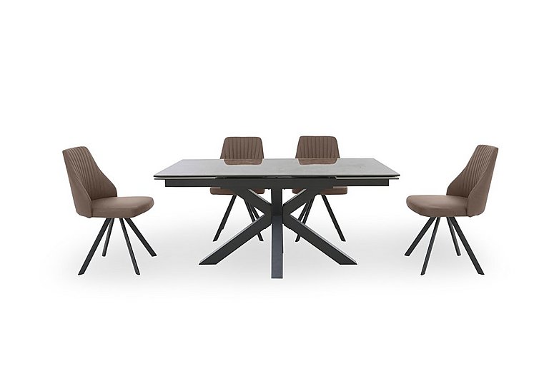 Vida Grey Extending Dining Table and 4 Swivel Chairs - Brown